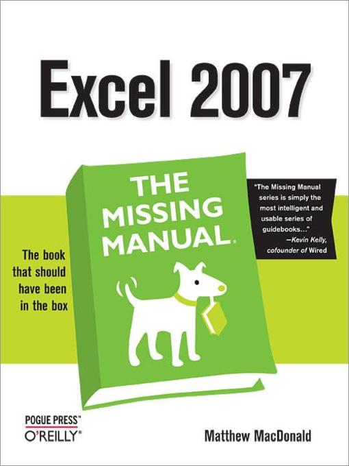 Title details for Excel 2007 by Matthew MacDonald - Available